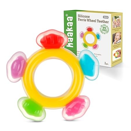 Haakaa Silicone Ferris Wheel Teether - Freezer Teething Toy for Babies 3-6 Months - Safe Soothing Cold Relief - BPA Free Silicone -1 Pack