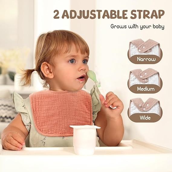 POIKSHARK Muslin Baby Bibs for Unisex Boys Girls, Soft Cotton Baby Drool Bibs, Drooling and Teething Bibs for Infant, Newborn