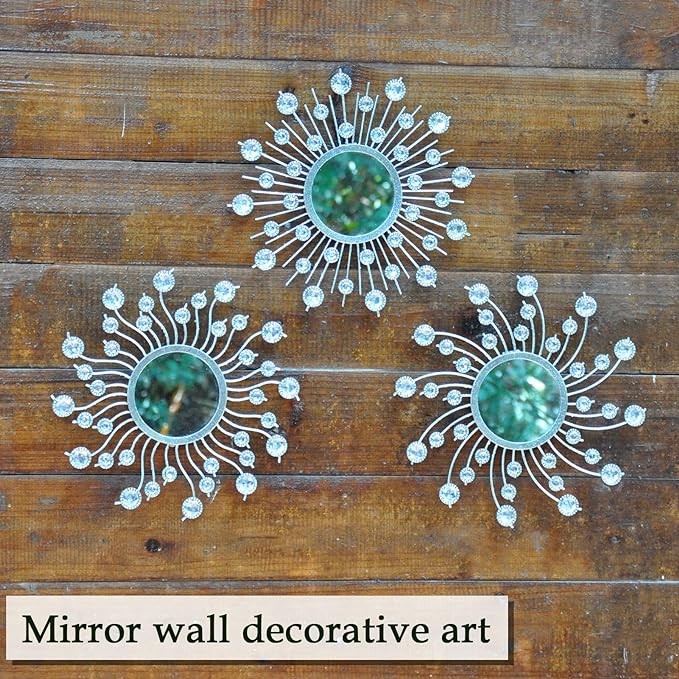 wotieuns Mirror Wall Decor Metal Sun Mirror Home Decoration Wall Art Decorative Mirror Suitable for Living Room Bedroom Bathroom Entryway