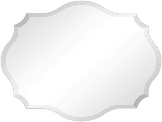Empire Art Direct 30" x 40" Frameless Prism Modern Wall Mirror, Oblong Scalloped Mirror, 1"-Beveled Wall Mirror, Ready to Hang for Bathroom, Vanity, Bedroom